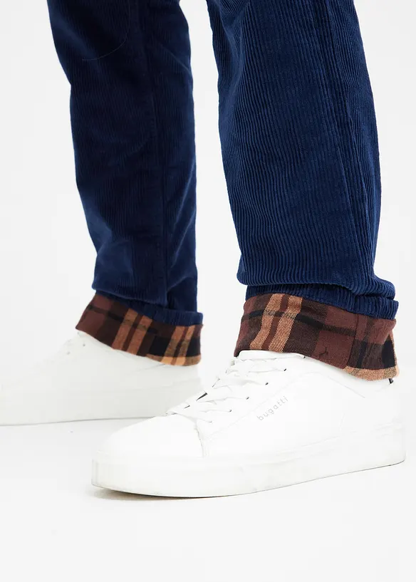 Pantalon droit loose en velours côtelé, doublure flanelle, bonprix