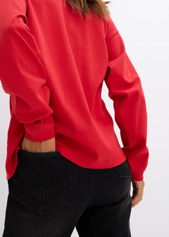 T-shirt manches longues oversize à motifs de Noël brodés, bonprix