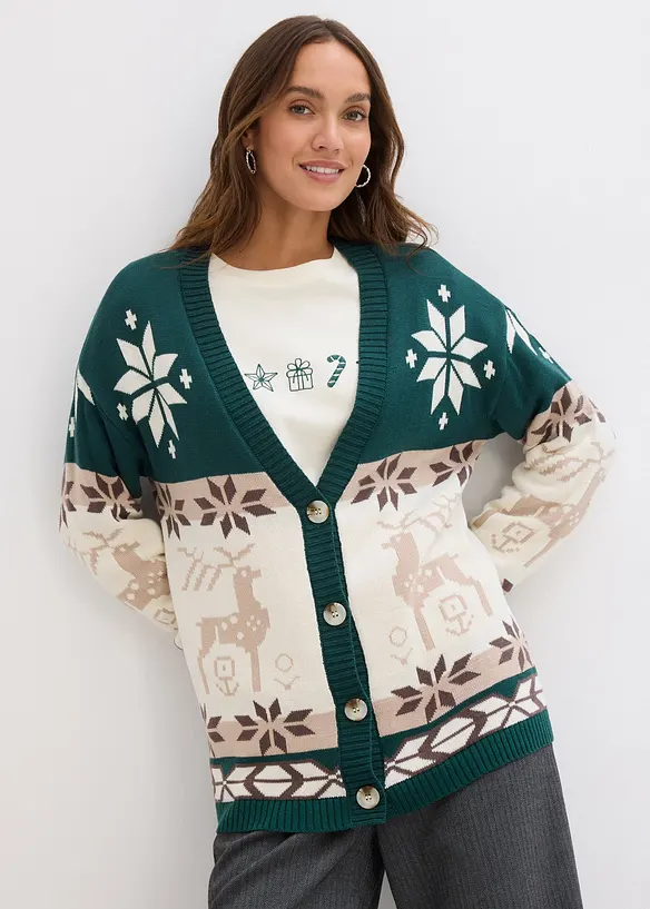 Gilet en maille avec motifs de Noël, bonprix