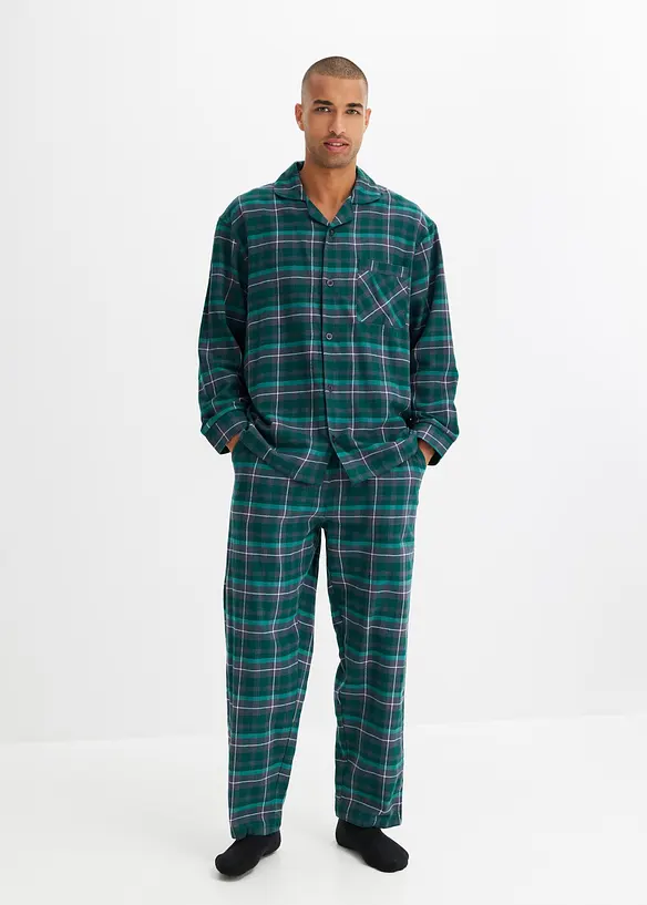 Pyjama boutonné homme en flanelle douce, manches longues, bonprix