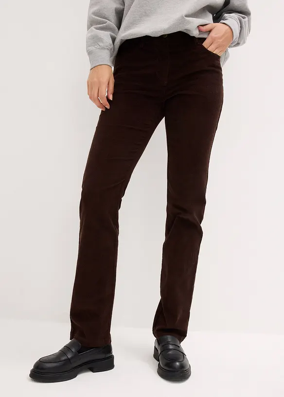 Pantalon droit en velours côtelé extensible, bonprix