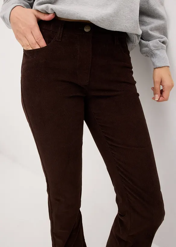 Pantalon droit en velours côtelé extensible, bonprix