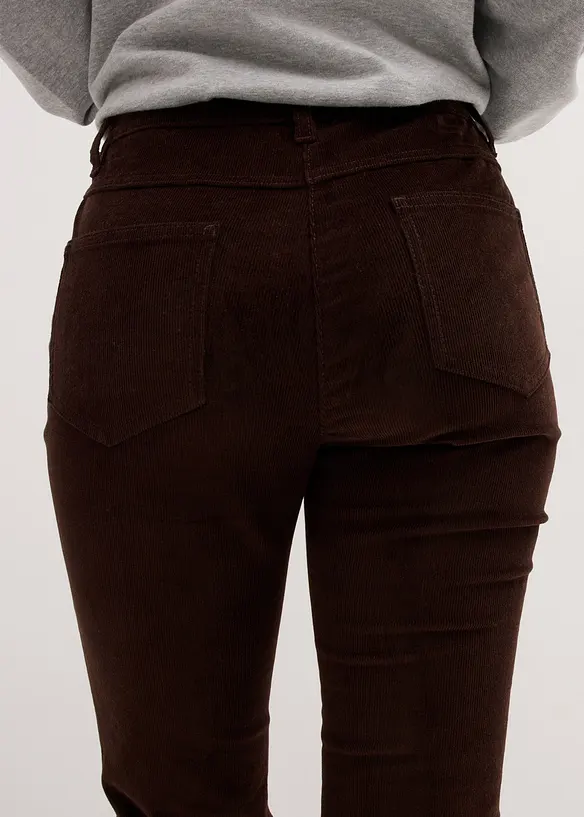 Pantalon droit en velours côtelé extensible, bonprix