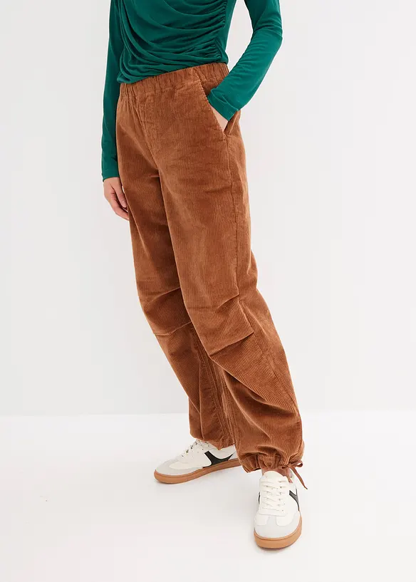 Pantalon en velours c&ocirc;tel&eacute; &eacute;lastique, bonprix
