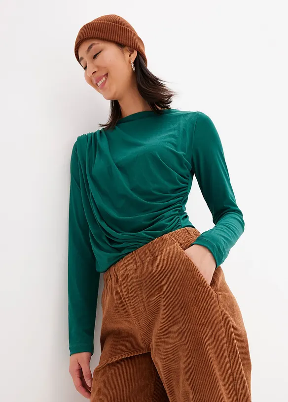 Pantalon en velours c&ocirc;tel&eacute; &eacute;lastique, bonprix