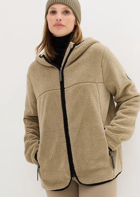 Veste en maille sherpa à capuche, bonprix