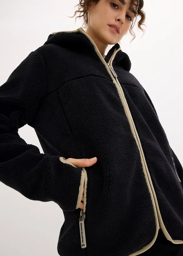 Veste en maille sherpa à capuche, bonprix