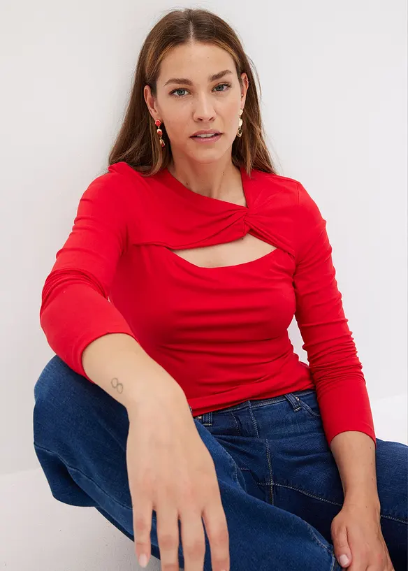 T-shirt avec d&eacute;tail n&oelig;ud, bonprix