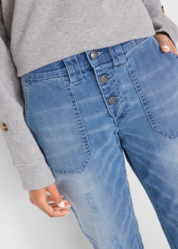 Jean boyfriend taille mi-haute, stretch confort, bonprix