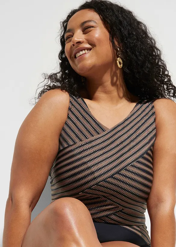 Maillot 1 pièce sculptant effet croisé, maintien modéré, bonprix