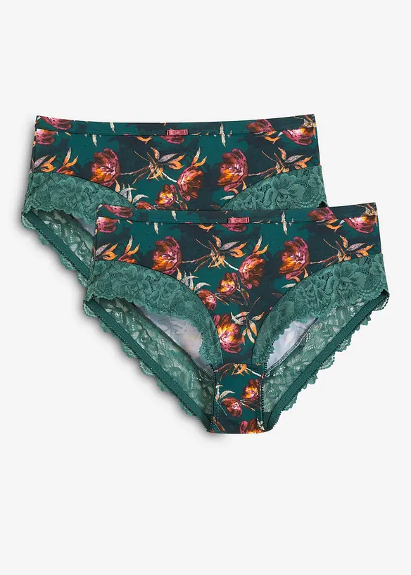 Lot de 2 slips Maxi avec dentelle, bonprix