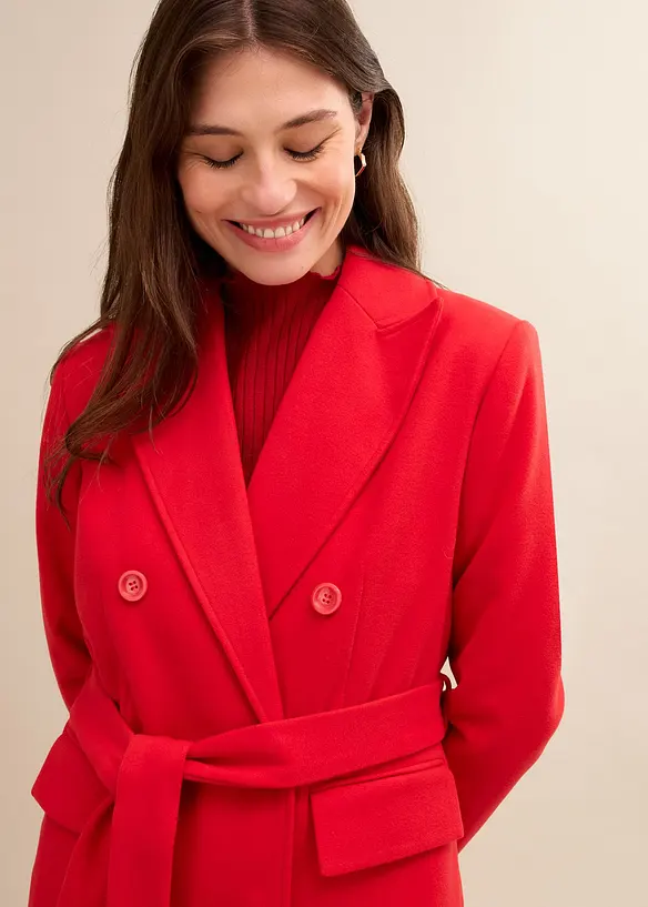 Manteau crois&eacute; court, aspect laine, bonprix