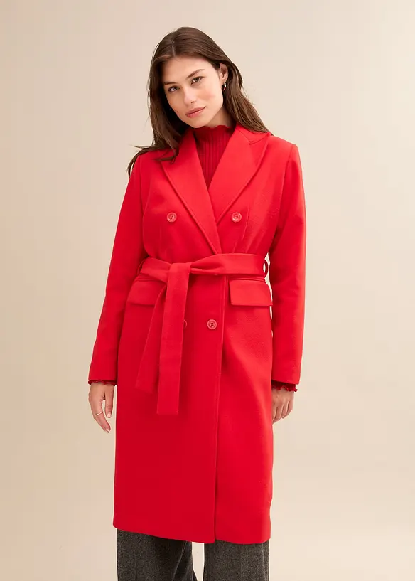 Manteau crois&eacute; court, aspect laine, bonprix