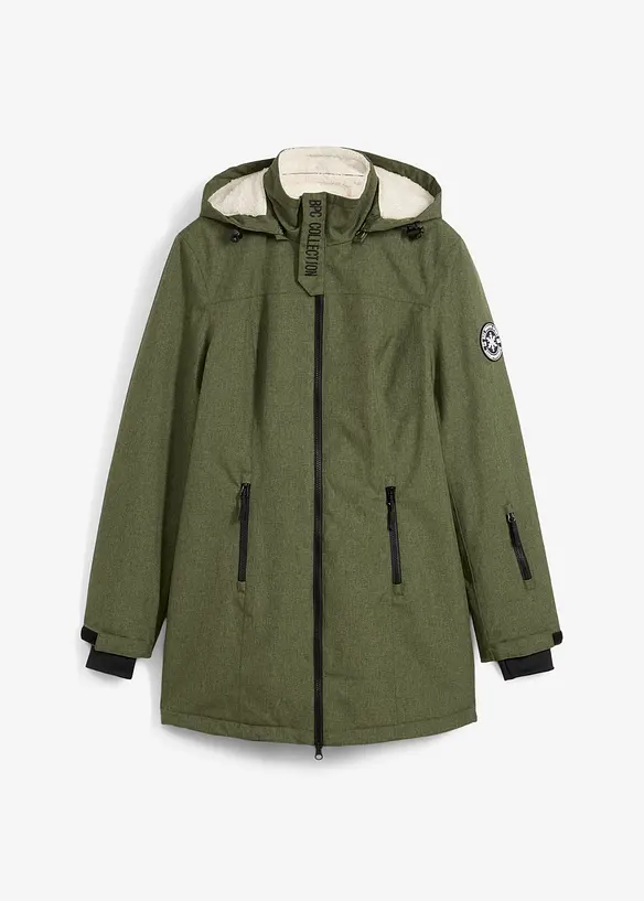 Veste longue outdoor imperméable, doublée sherpa, bonprix