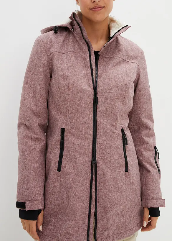 Veste longue outdoor imperméable, doublée sherpa, bonprix