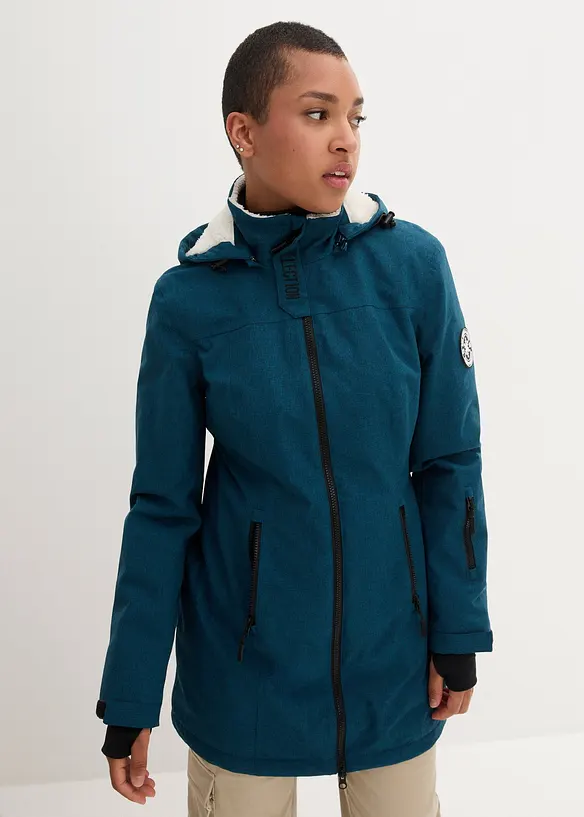 Veste longue outdoor imperméable, doublée sherpa, bonprix