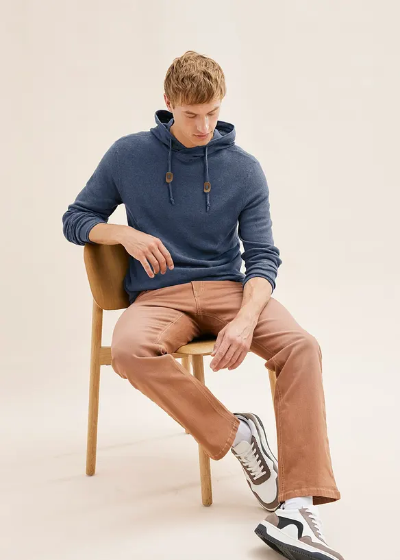 Pull doux en coton mélangé à capuche, bonprix