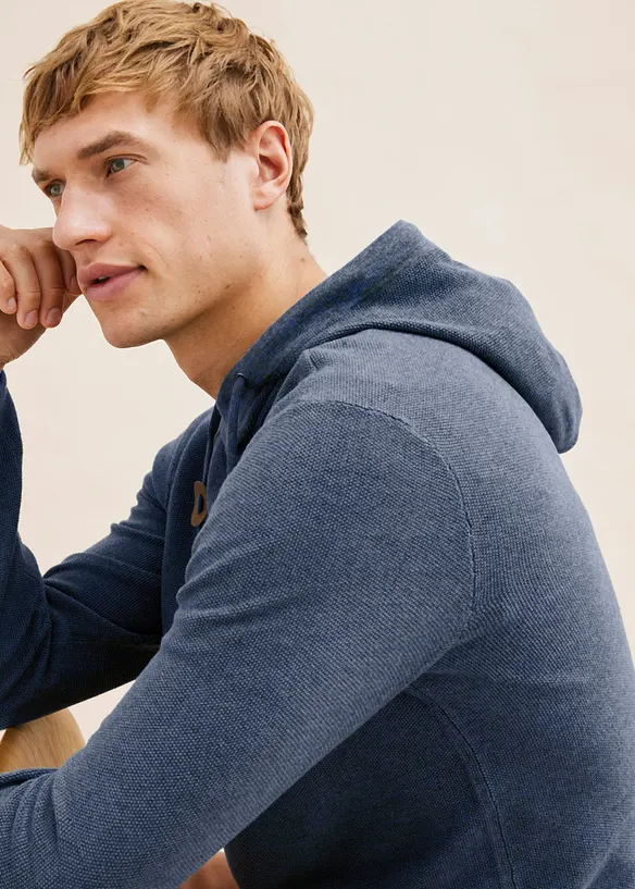 Pull doux en coton mélangé à capuche, bonprix