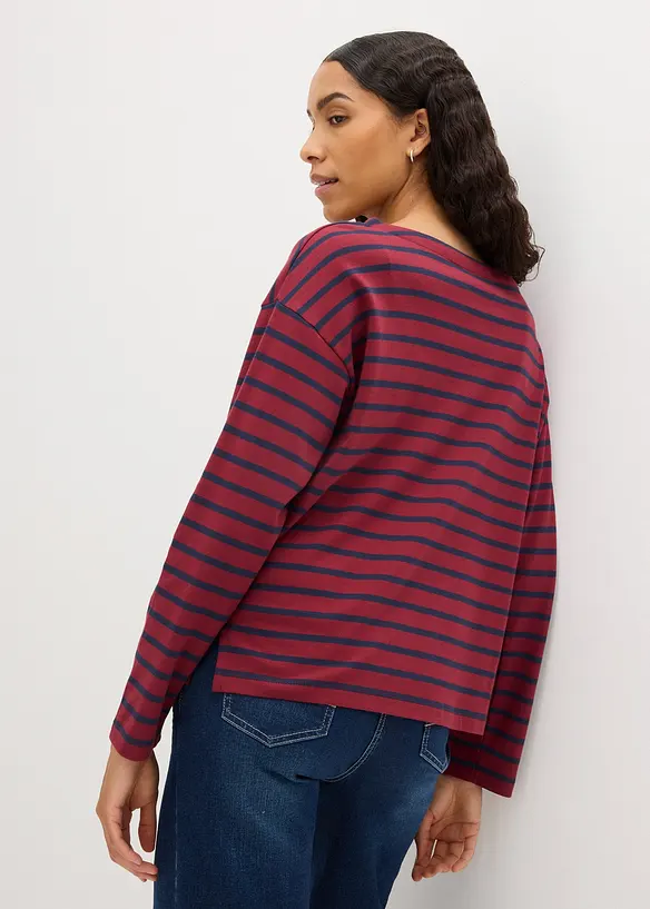 Lot de 2 T-shirts manches longues 100% coton, bonprix