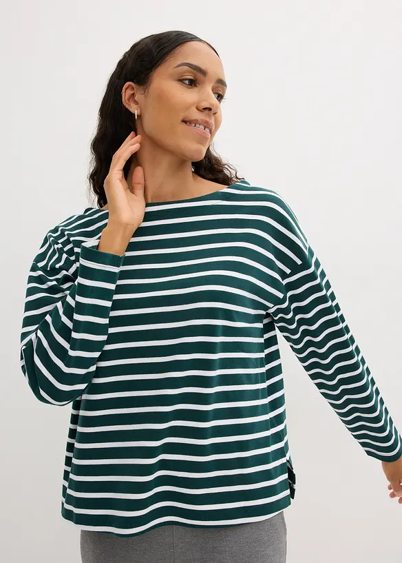 Lot de 2 T-shirts manches longues 100% coton, bonprix