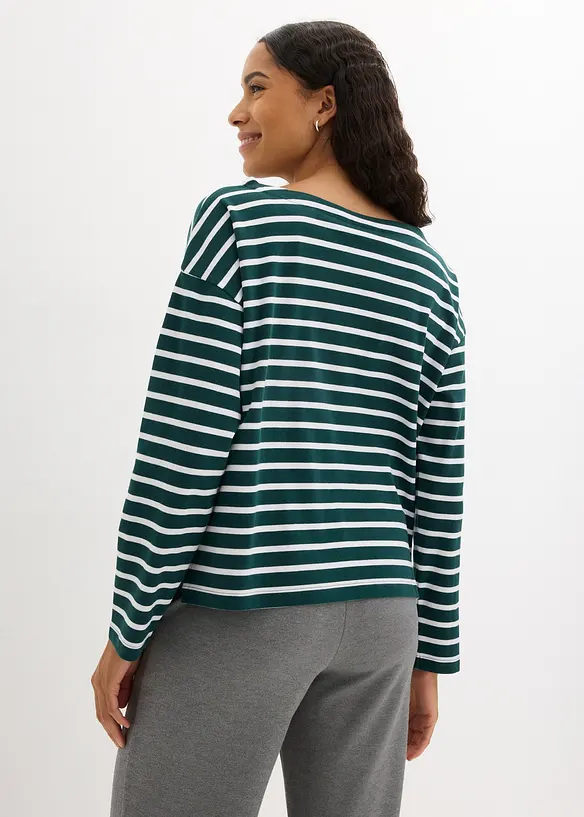 Lot de 2 T-shirts manches longues 100% coton, bonprix