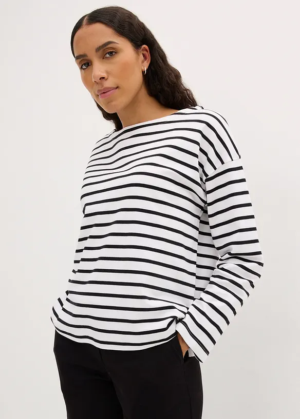 Lot de 2 T-shirts manches longues 100% coton, bonprix