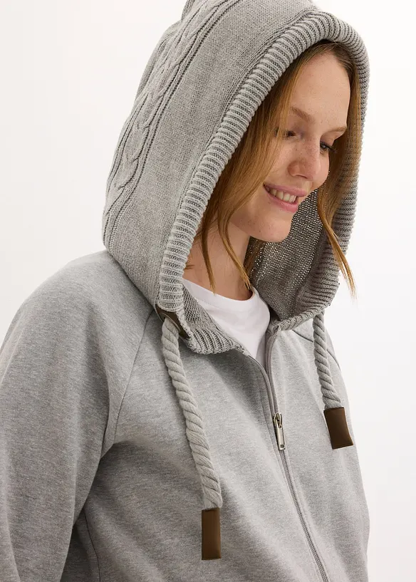 Sweat zippé à capuche et poches en maille, bonprix