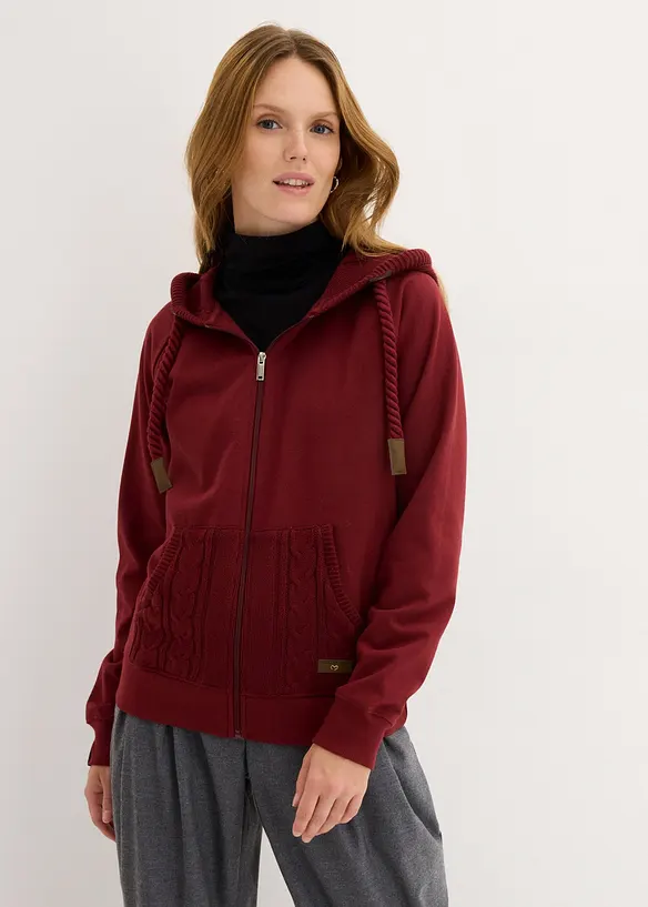 Sweat zippé à capuche et poches en maille, bonprix