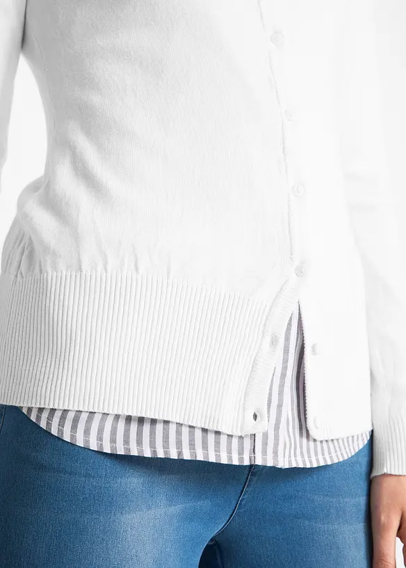 Gilet boutonné en maille fine, bonprix