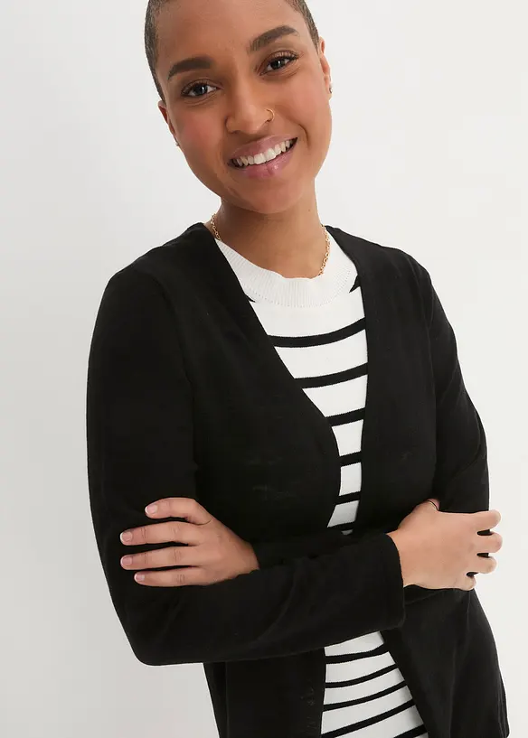 Gilet en maille 100% coton flammé, bonprix