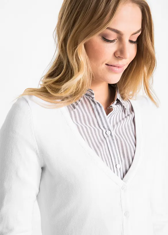 Gilet boutonné en maille fine, bonprix