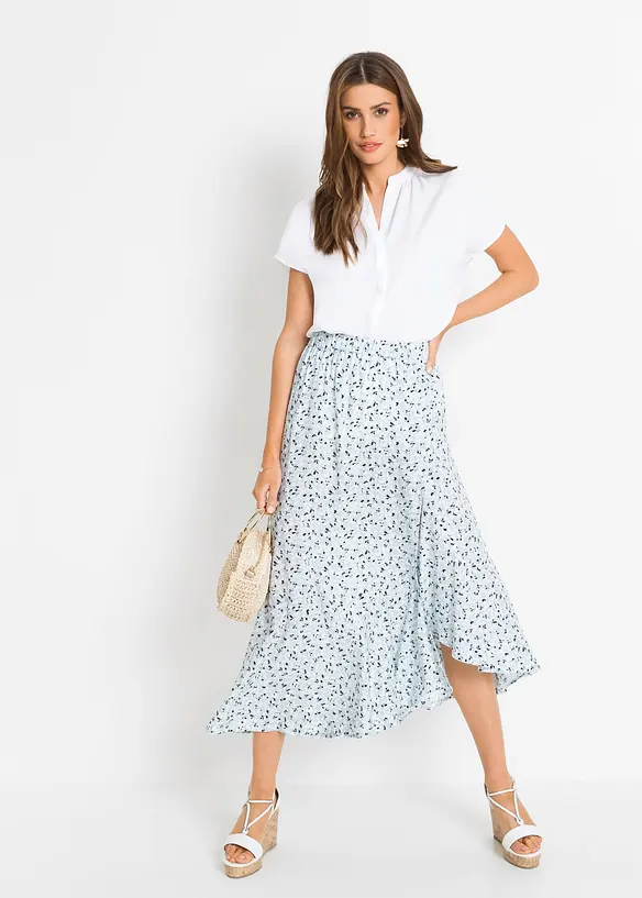 Chemisier manches courtes boutonnage invisible, bonprix