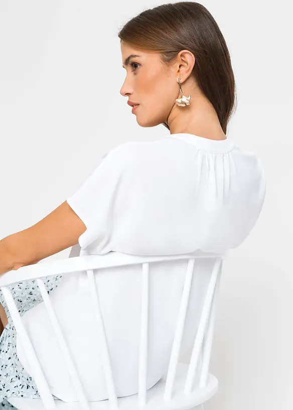 Chemisier manches courtes boutonnage invisible, bonprix