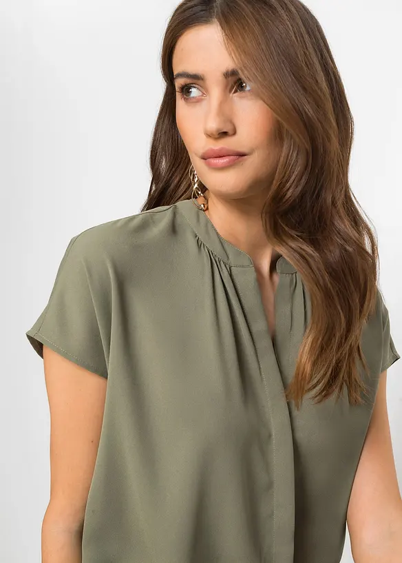 Chemisier manches courtes boutonnage invisible, bonprix