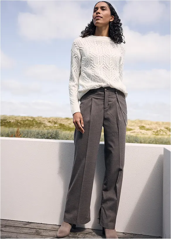 Pantalon à pinces et carreaux, chaîne amovible, bonprix