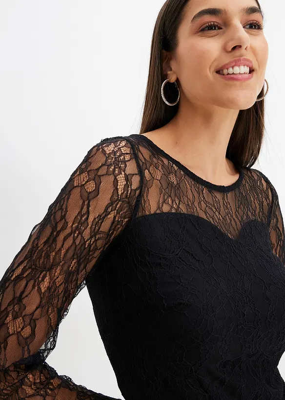 Robe en dentelle avec empiècements transparents, bonprix