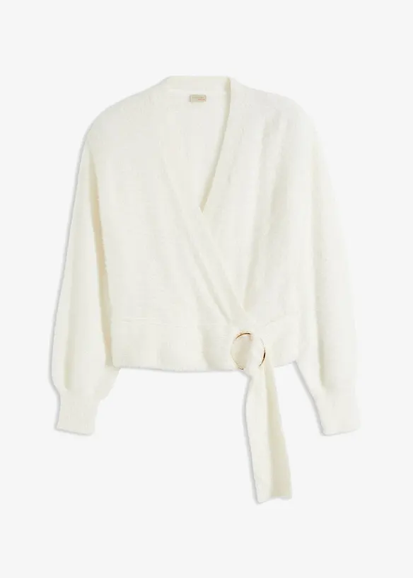 Pull cache-cœur avec accessoire, bonprix