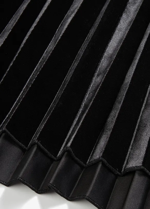 Jupe plissée en velours doux, bonprix