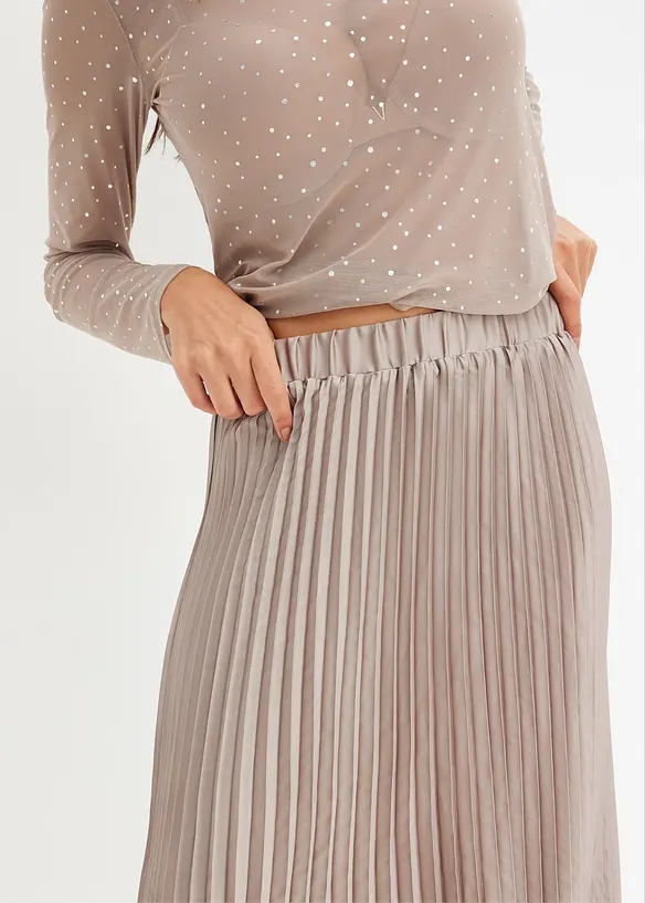 Jupe plissée en satin fin, bonprix