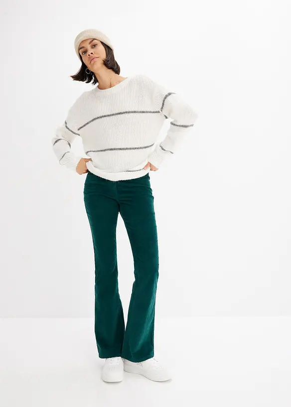 Pantalon Fille En Velours Côtelé - Jambes évasées Avec Fentes - Chaud Et Doux Pour L'hiver - Taille Large Confortable