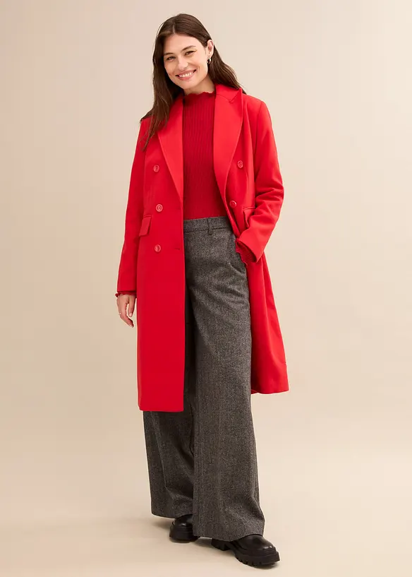 Manteau crois&eacute; court, aspect laine, bonprix