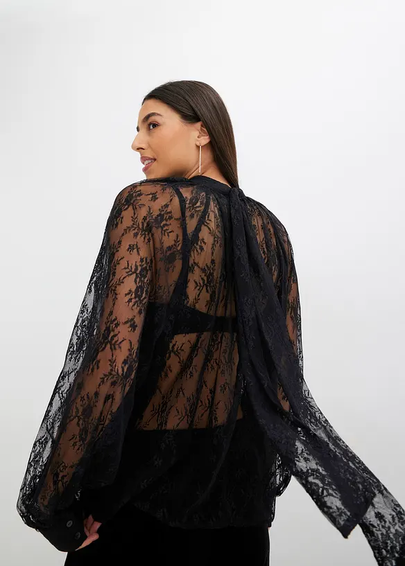Blouse en dentelle légèrement transparente, bonprix