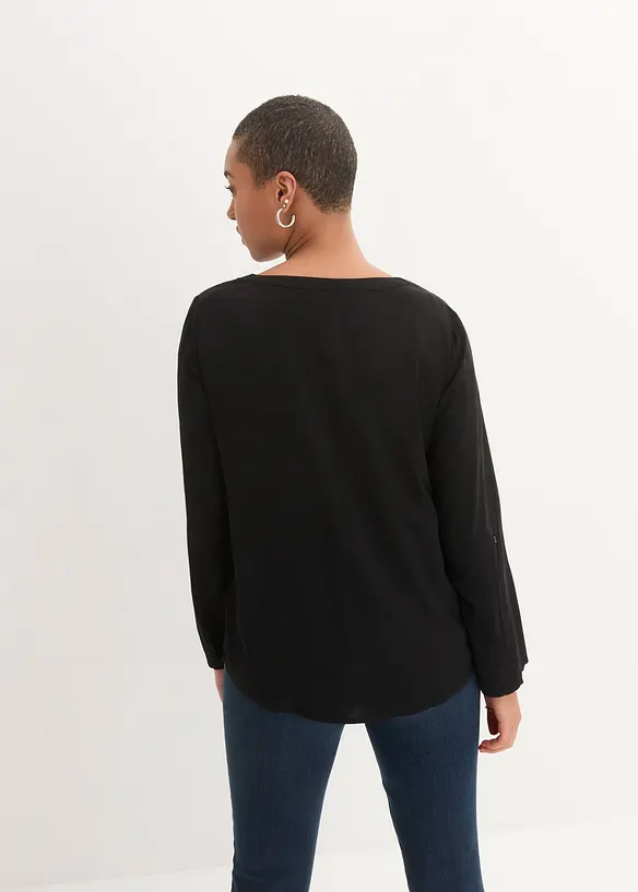 Blouse fluide à col en V et manches longues, bonprix