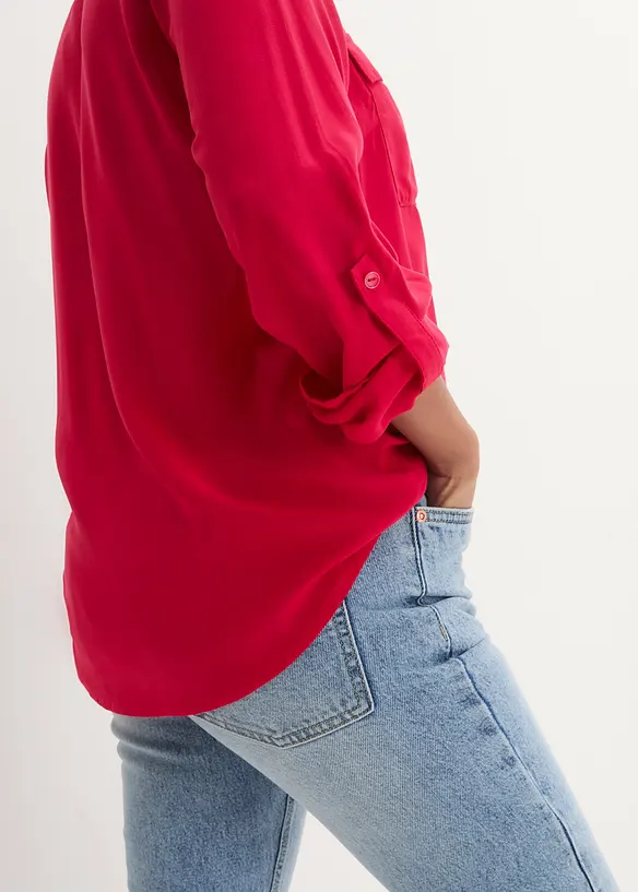 Blouse fluide à col en V et manches longues, bonprix