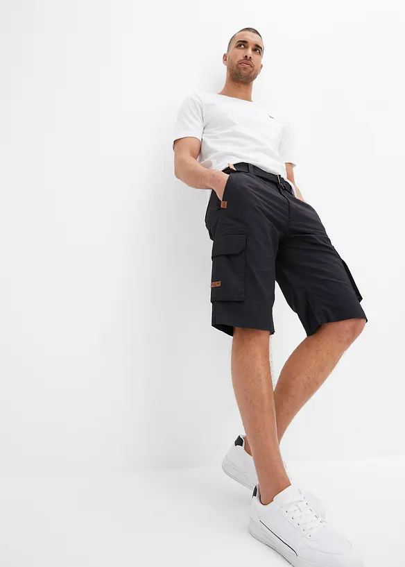Bermuda cargo avec ceinture et taille élastiquée, Regular, bonprix