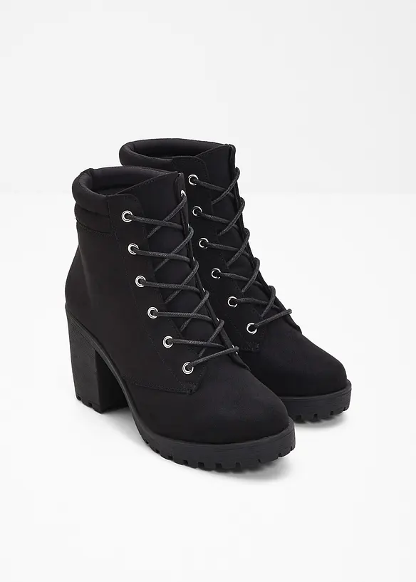 Bottines à lacets et talon carré, bonprix