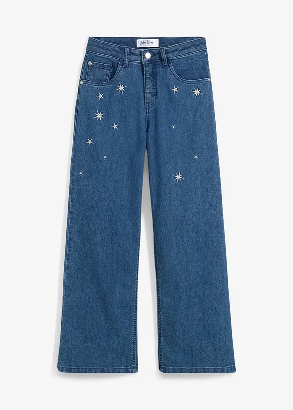 Jean large à broderie pour filles, bonprix