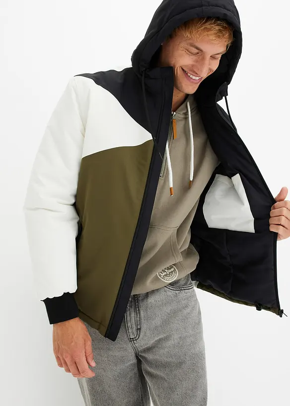 Veste d’hiver tricolore à capuche, bonprix