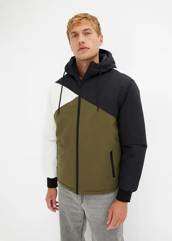 Veste d’hiver tricolore à capuche, bonprix