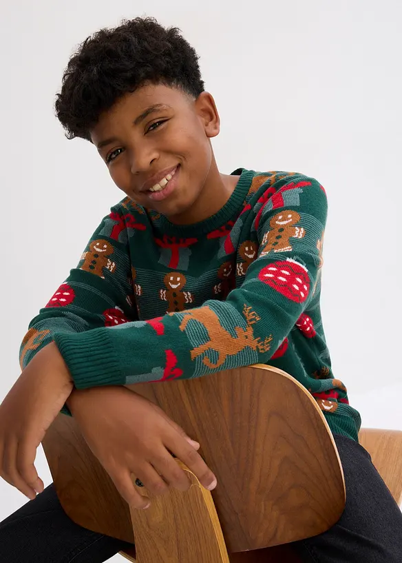 Pull garçon avec motif de Noël, bonprix